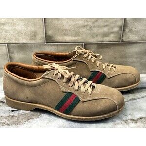 Women’s Vintage Bowling Shoes Sz 9 Beige With Green And Red Stripes